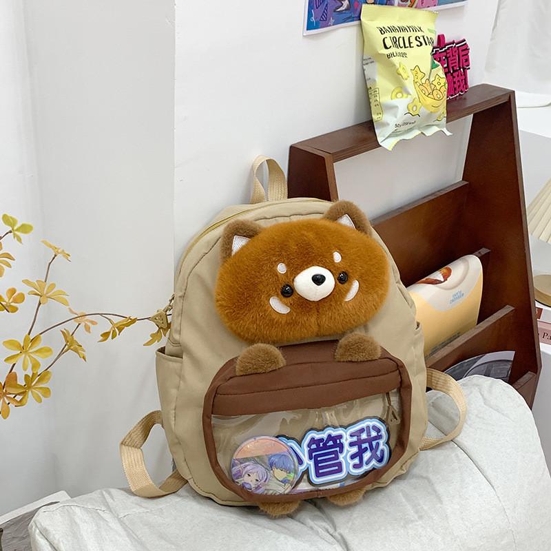 Little Raccoon Plush Cartoon Backpack With Large Capacity For Students Use
