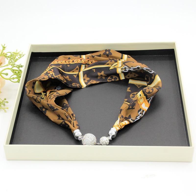 Magnetic Buckle Silk Scarf Necklace Summer Women'S Silk Scarf Pendant Simple Neck Protection Collarbone Fashion Thin Silk Scarf