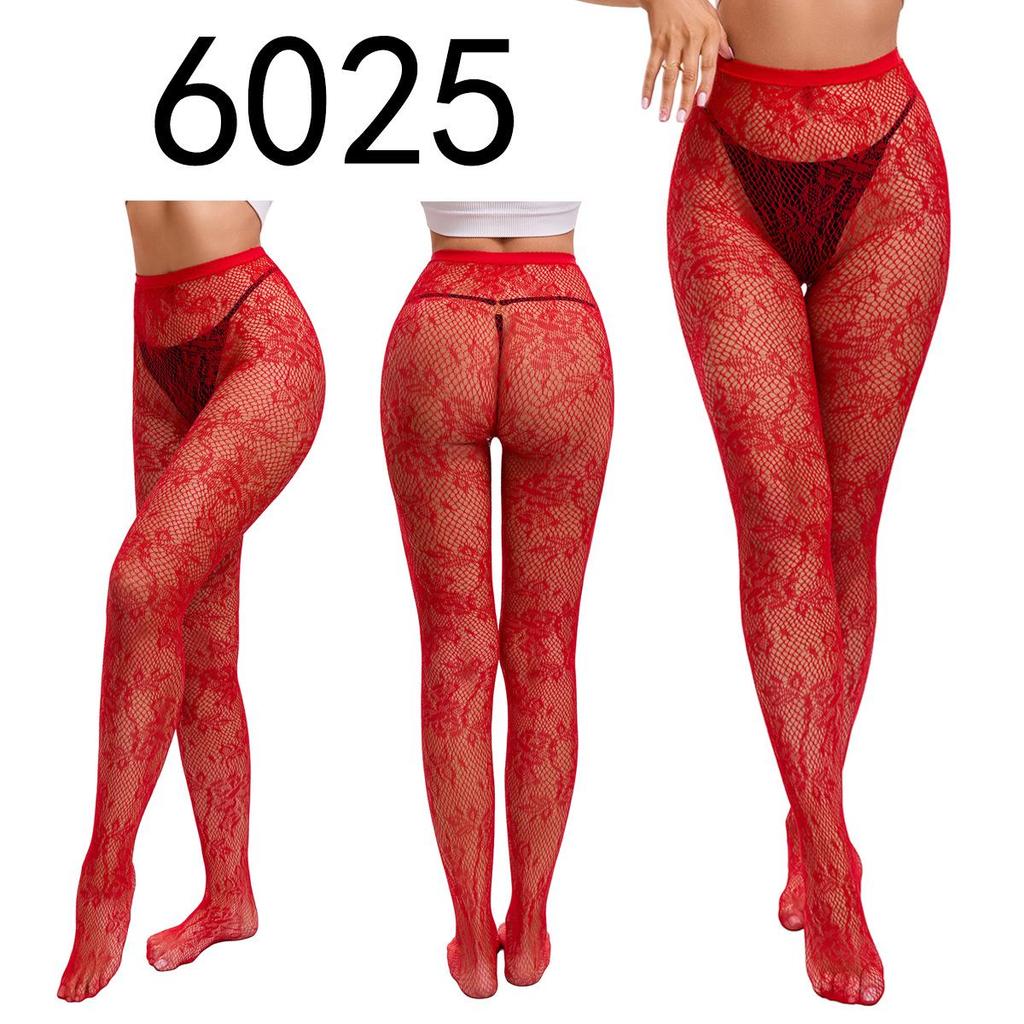 "Black Fishnet Pantyhose with Hollow Suspender Design"