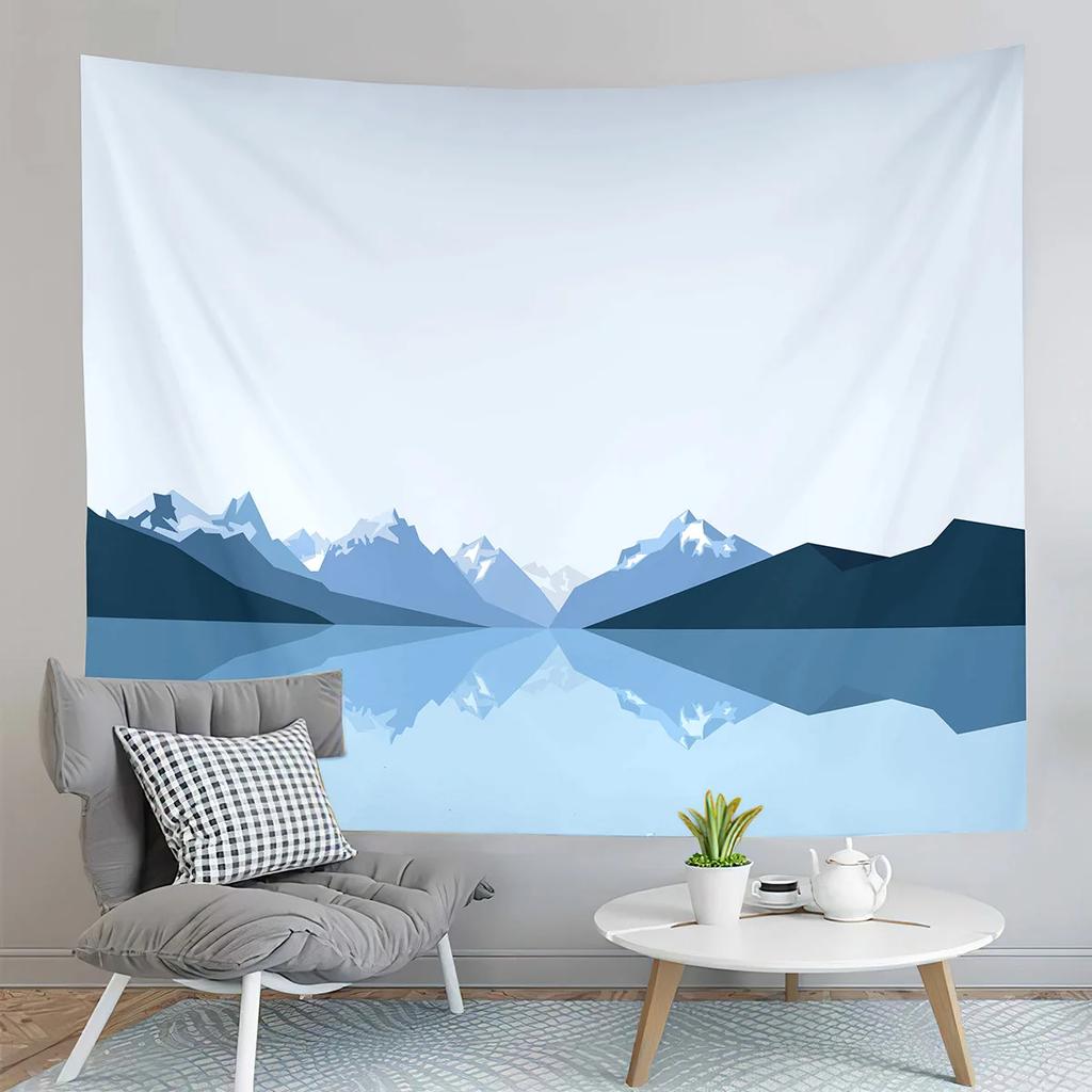Abstract Snow Mountain Tapestry Nature Sunset Tapestry Purple Sky Tapestry Wall Hanging Tapestries Art Living Room Bedroom Dorm