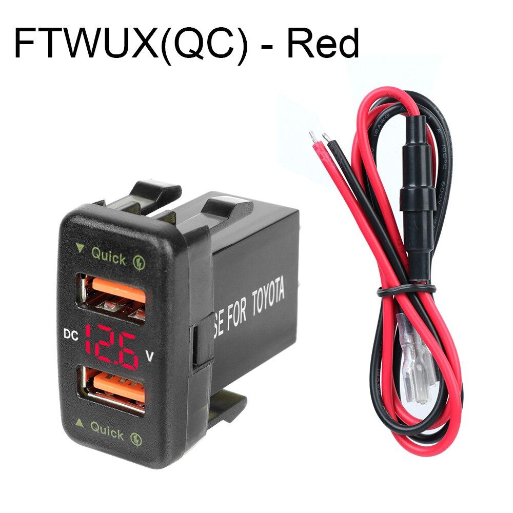 

12-24V Dual USB Car Socket Charger LED Voltmeter Mobile Phone Quick Charge Power Adapter For Toyota