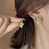 Fashion New Red Crystal Zircon Maple Leaf Dangle Earrings For Women Light Luxury Temperament Earring Girls Party Charm Jewelry