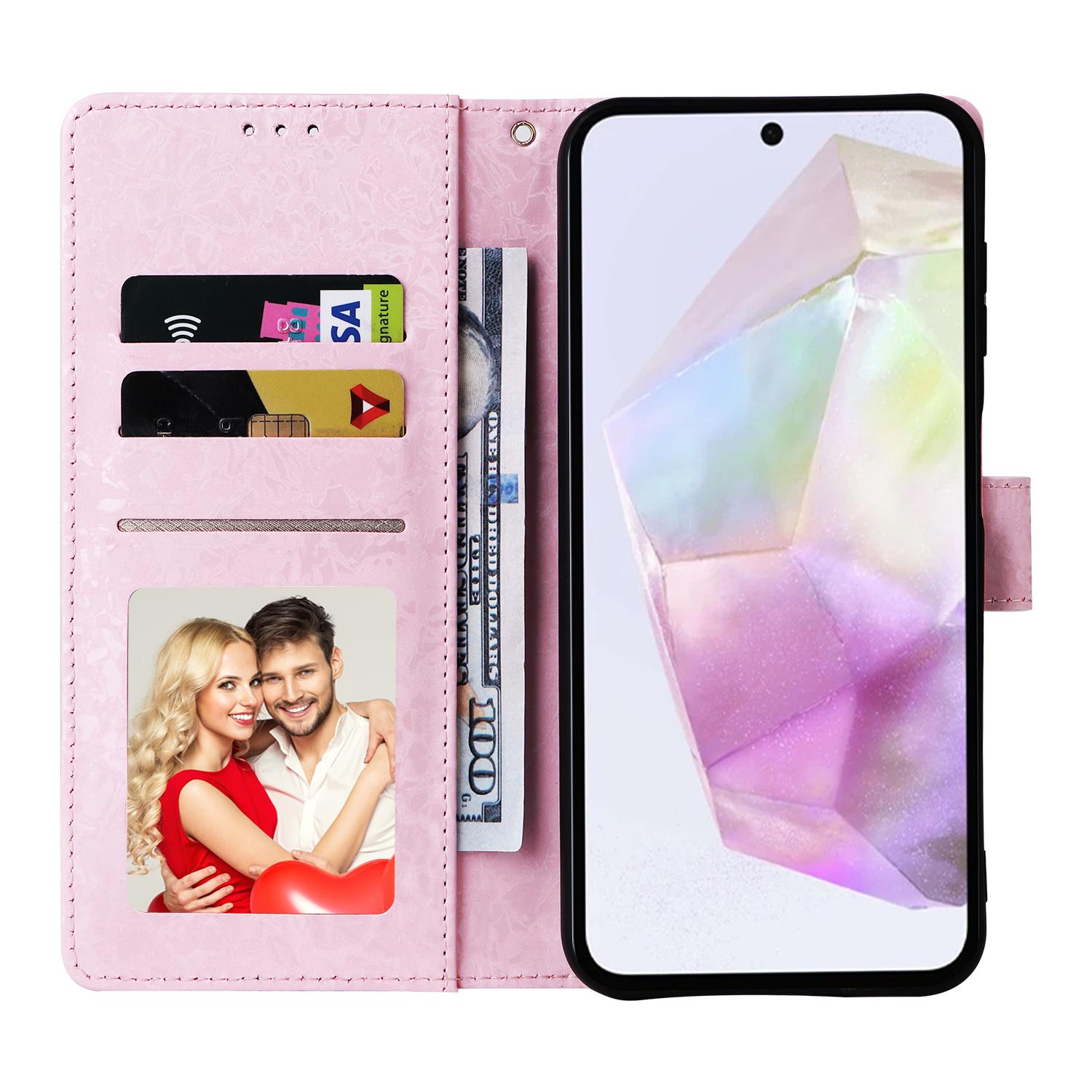

Чохол для телефону Samsung Galaxy A26 5G зі шкіри з RFID-блокуванням та квіткою Flower