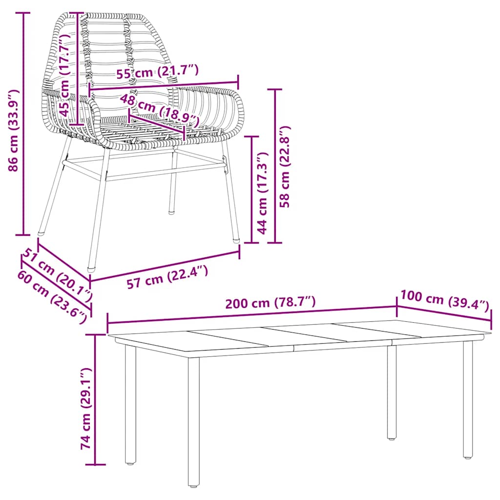 7 Piece Black Poly Rattan Outdoor Dining Set