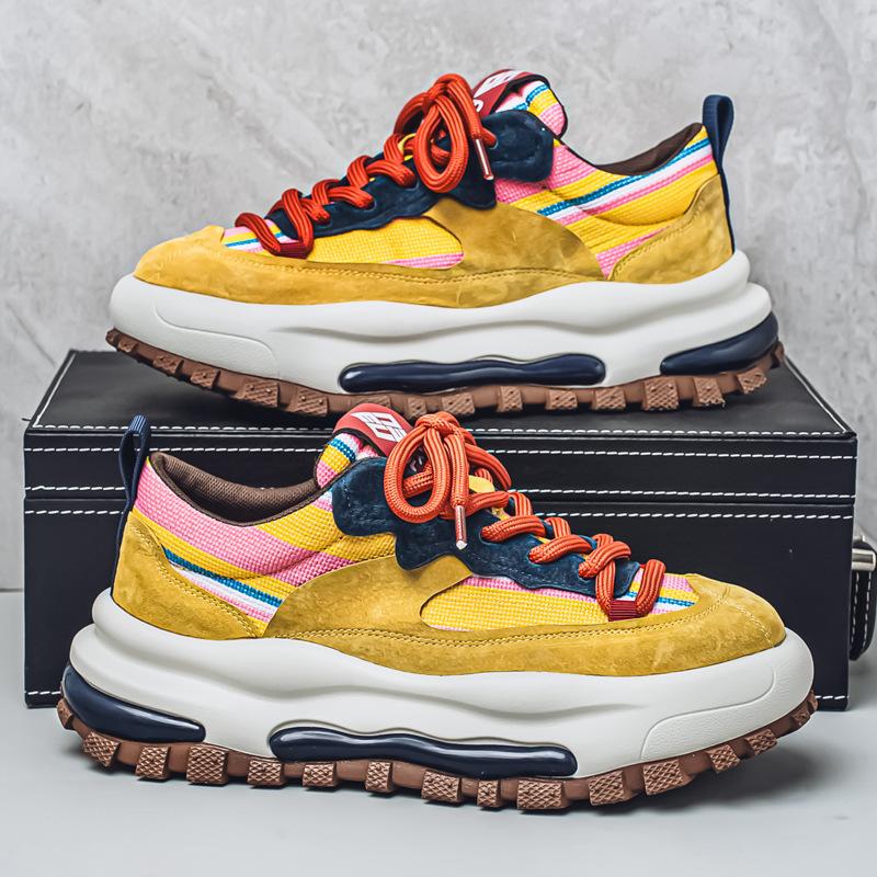 

European station men s shoes 2025 spring new versatile casual shoes platform heightening dad shoes fashion trend sports shoes 43
