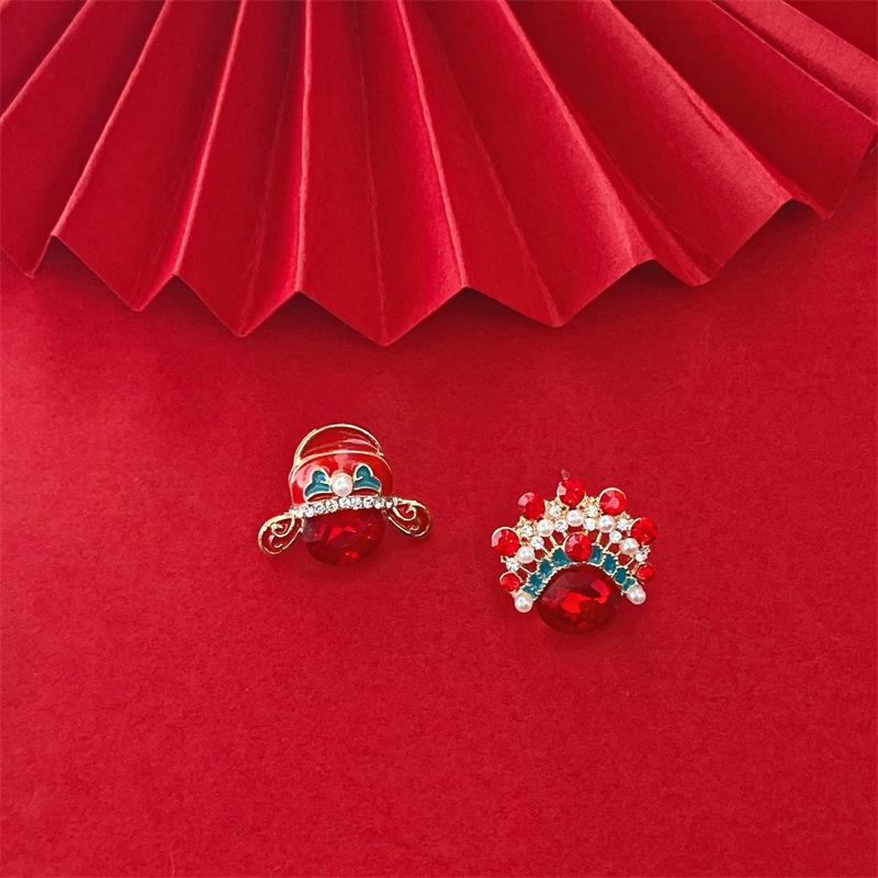 Feng Dao Ma Dan Facebook Guochao Earrings Women's Red Earrings New High-end Pearl New Year Earrings