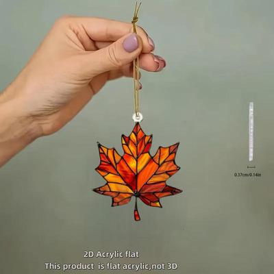 2D Flat,Thanksgiving Acrylic Maple Leaf Light Catcher, Classic Autumn Celebration Home & Door Decor,Christmas & Year Gifts