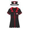Womens Nurse Dress and Hat Costume Set Short Sleeve Front Zipper Cross Patch Dress with Headwear
