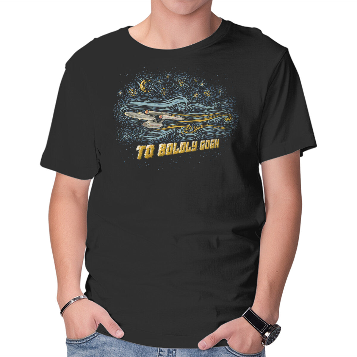 Unisex Crew Neck T-Shirt To Boldly Gogh Graphic Short Sleeve Casual Tee XL