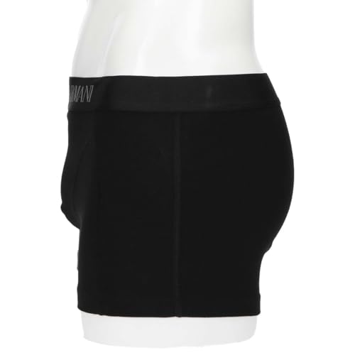 Emporio Armani STRETCH PIQUET Boxer Shorts, Front Closure, Men's, EU Size, 54095319, M (EU Size), Size 98 (Black)