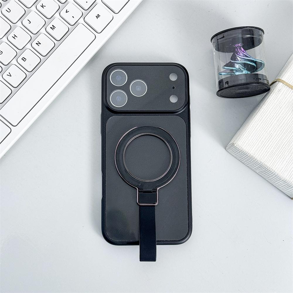 For Magsafe Magnetic Bracket Grip Ring Case For iPhone 17 16 Plus 15 14 13 12 11 Pro Max Air Matte Plating Wrist Strap Cover
