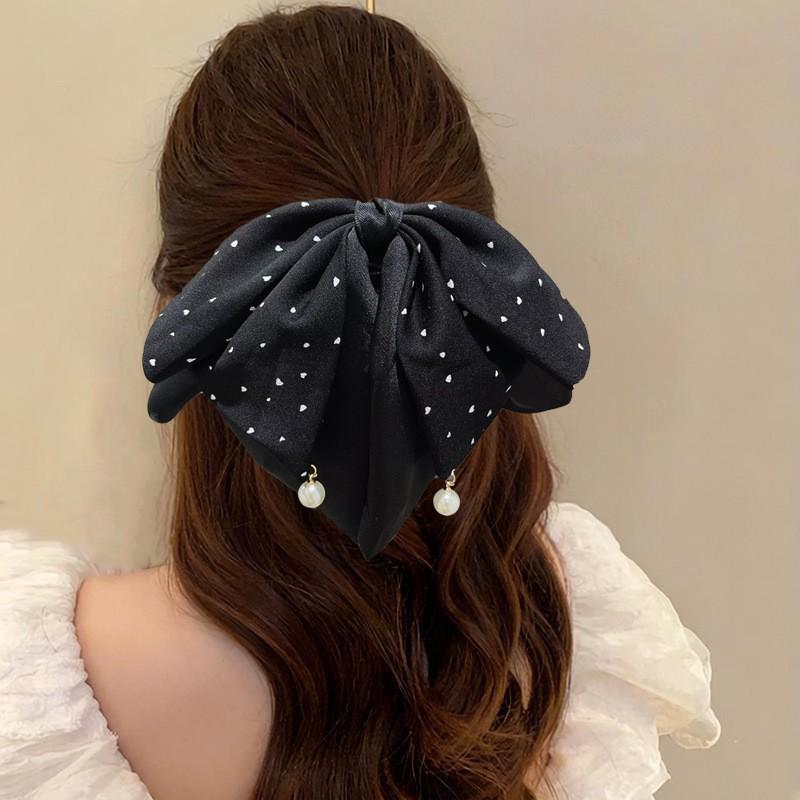 Handmade Chiffon Floral Bow Ponytail Clip for Voluminous Hair