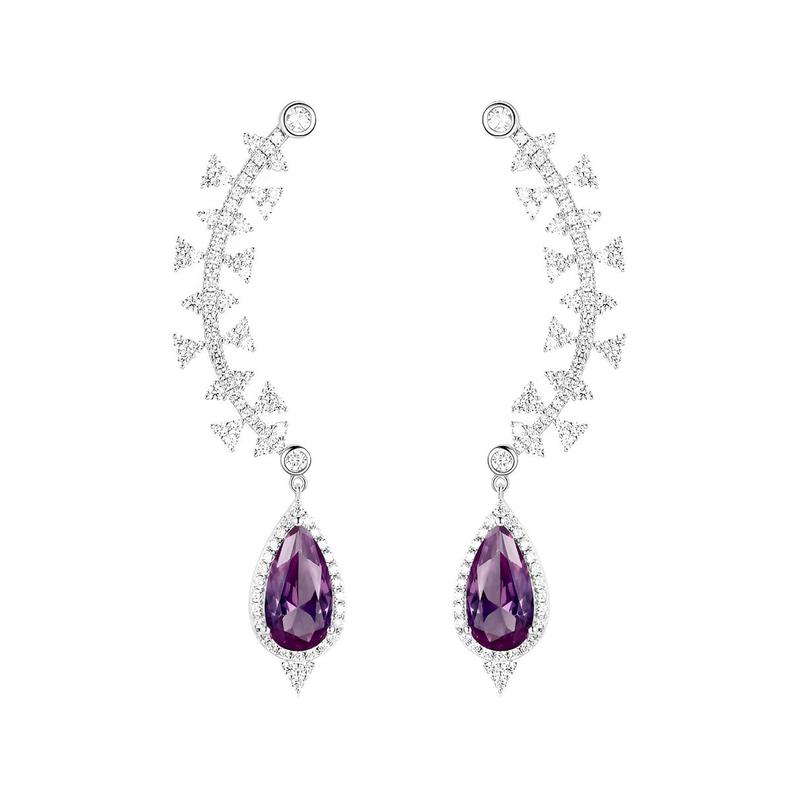 APM Monaco [Romantic Confession] Elegant and Exquisite Symmetrical Water Drops 925 Silver Earrings Women s Purple AE14845XCC серебряный