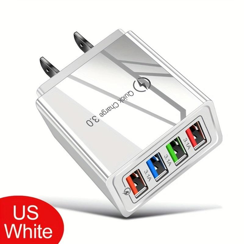 4-Port USB Travel Charger 5V2A for Mobile Devices - Compatible with AU, US, EU, UK Standards