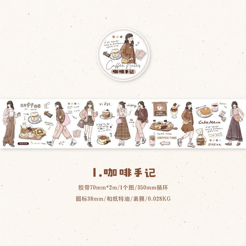 1roll Cartoon Girl Character Tape Stickers, Artistic Design for Hand Account DIY & Journal Decoration