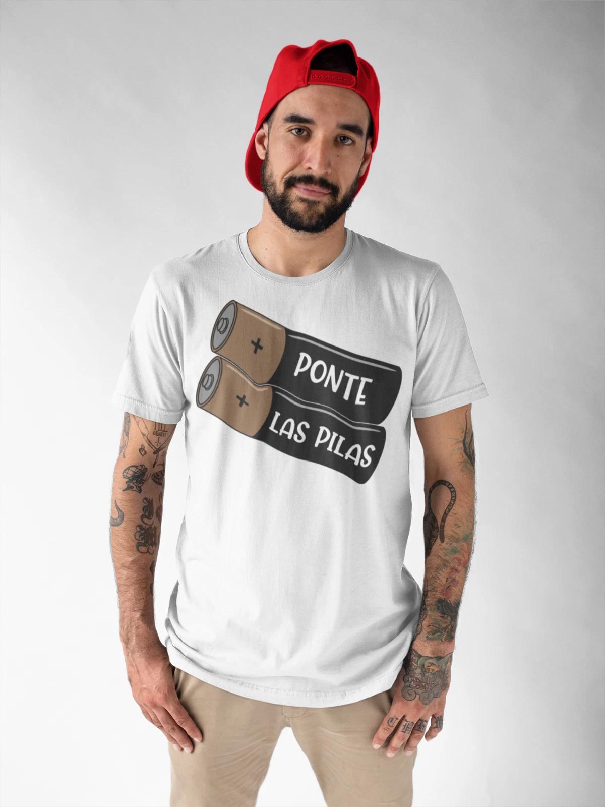Ponte Las Pilas T-Shirt Motivational Spanish Quote Tee Unisex Spanish Speakers L