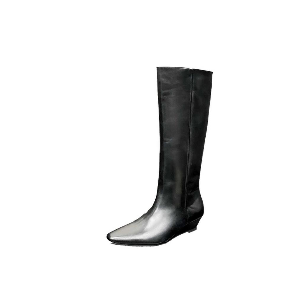 Black boots knight boots women's 2025 autumn and winter new pointed but knee high boots ugly boots