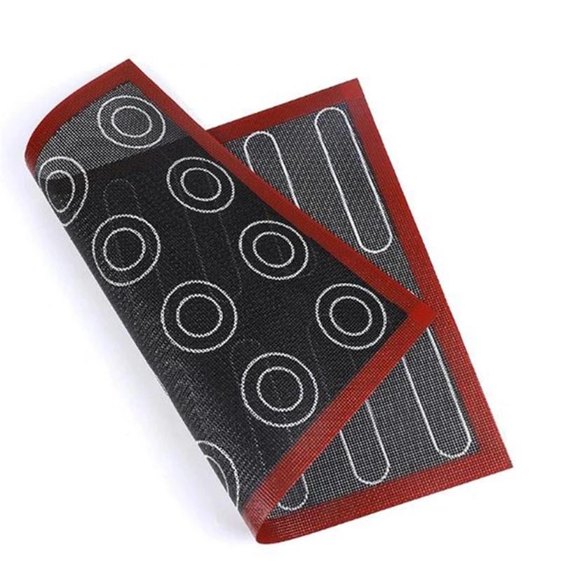 Thick Silicone 30x40cm Two Sided In One Printing Macaroon Puff Baking Mat Non Stick Pastry Oven Cake Perforated Sheet Liner Mat