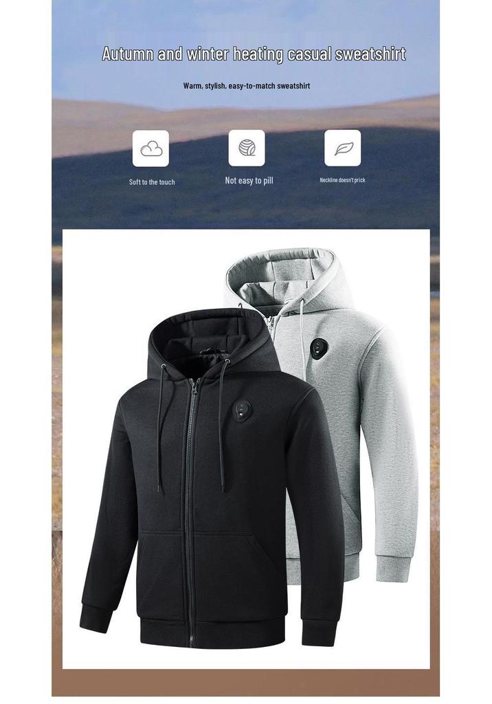 Heated Hooded Sweatshirt: Smart Couple's Jacket with Constant Temperature and Zipper