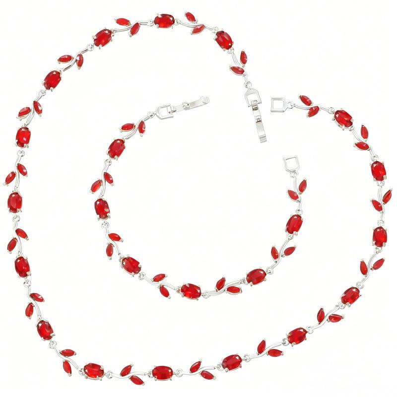 Light Luxury AAAAA Zircon Bracelet & Necklace Women's Exquisite Tulip Plant Design Jewelry Set