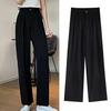 Frühling Sommer Frauen Hohe Taille Anzug Hosen Einfarbig Taste Fliegen Tasche Dünne Stil Gerade Breite Bein Lange Hosen Streetwear