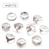 Retro Exaggerated Hollow Engraved Dabao Stone Lotus Shape 10-Piece Combination Ring