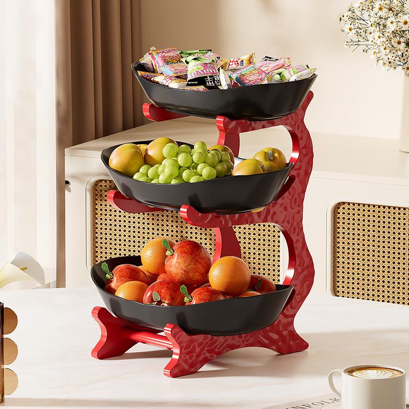 Soporte de Frutas y Pasteles de Madera de Doble Capa con Función de Drenaje