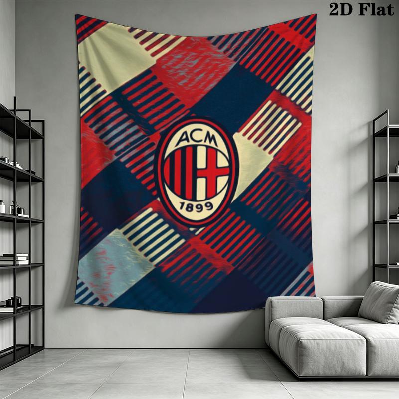 AC Milan Wall Tapestry Aesthetic Wall Hanging Printed Fabric Blanket Decorative Tapestries for Bedroom Living Room Home Decor