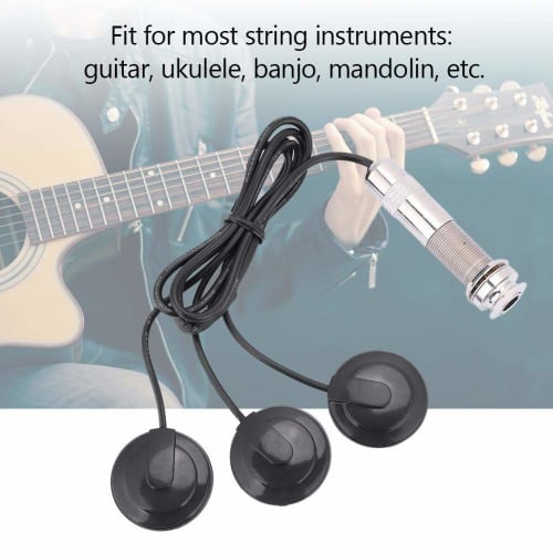 Guitar Pickup for Acoustic Guitar, 3-Patch Pickup, Plastic Pickup Head, 6.35mm Silver Jack, 60cm Cable, Noise Interference Reduction, Piezo Guitar Pic