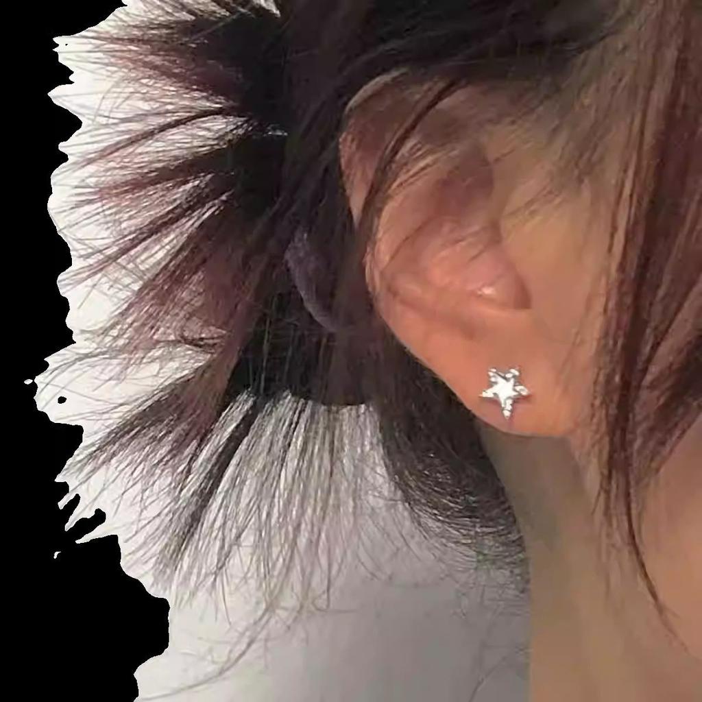 Black Pentagram Star Stud Earrings Light Luxury High-end Temperament Earrings Earrings Ear Jewelry Women