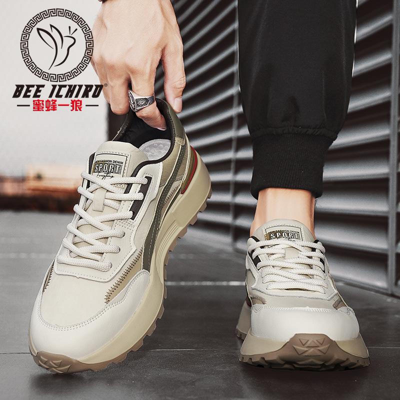 New summer sports and leisure leather shoes fashionable young dad men's shoes