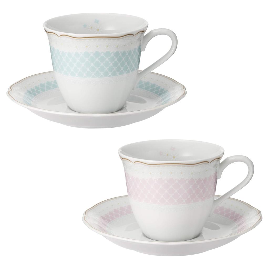 Noritake Coffee Cup & Saucer (Color-Changing Pair Set) 215cc Daisy Bell Microwave-Safe, Pink and Blue Fine Porcelain, P9588A/1705-01