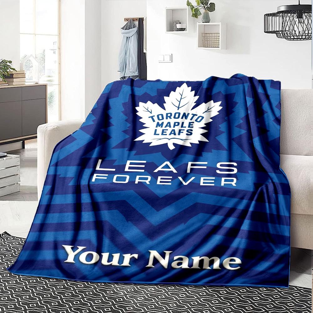 Name Custom Toronto Maple Leafs Logo Print Flannel Blanket High Quality Warm Comfortable Cover for All Seasons Perfect for Gifts Home Decor