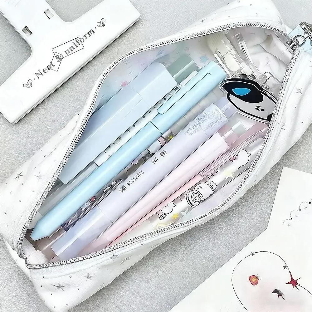 Cute Stars Wave Point Pen Bag Lightweight Large Capacity Stationery Bag Cartoon Gift Cosmetic Bag Students Supplies