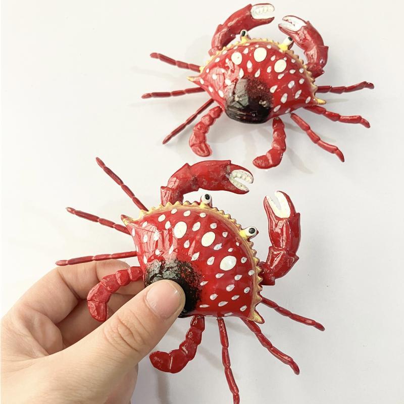 Cute Simulation Crab Fridge Magnets Movable Joints Hand Painted Bright Color Home Kitchen Decor Creative Souvenir Gift