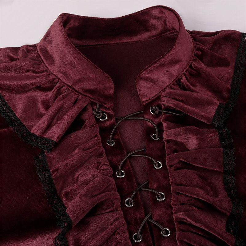 Halloween Cosplay Vintage Mittelalter Viktorianisch Herren Damen Gothic Lolita Spitze Rüsche Hemden Bluse Steampunk Pirat Vampir Kostüm Ohne Gürtel