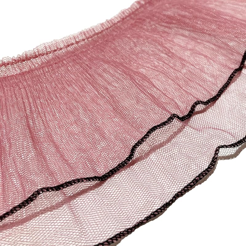 

[moonfarm] 2 layers frills race trim material 5 colors to choose from line mesh decoration dress edging (pink, 1m)