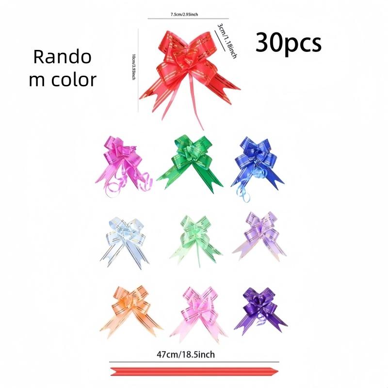 30 Pieces, 1 Set (random Color), Multi-color Bow, Hand Pulled Flower, Mixed Color Wedding Party Decoration