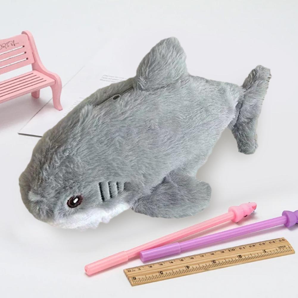 Shark Pencil Case Large Capacity Portable Kawaii Pencil Bag Multi-Purpose Zipper Shark Pen Case for School Office Supplies