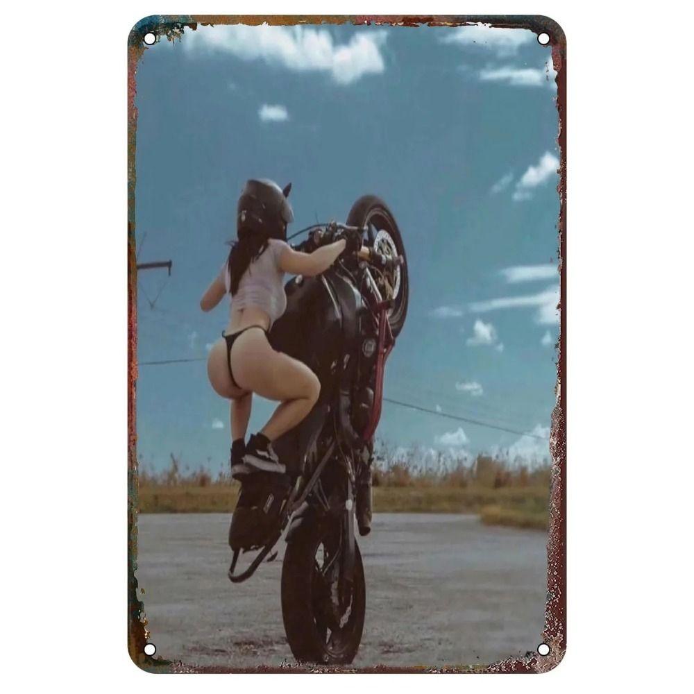 Retro Motorcycles & Beautiful Women Metal Tin Signs for Bar Cafe Living Room Walls