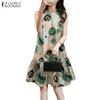Women Casual Round Neck Summer Sleeveless Print Dress
