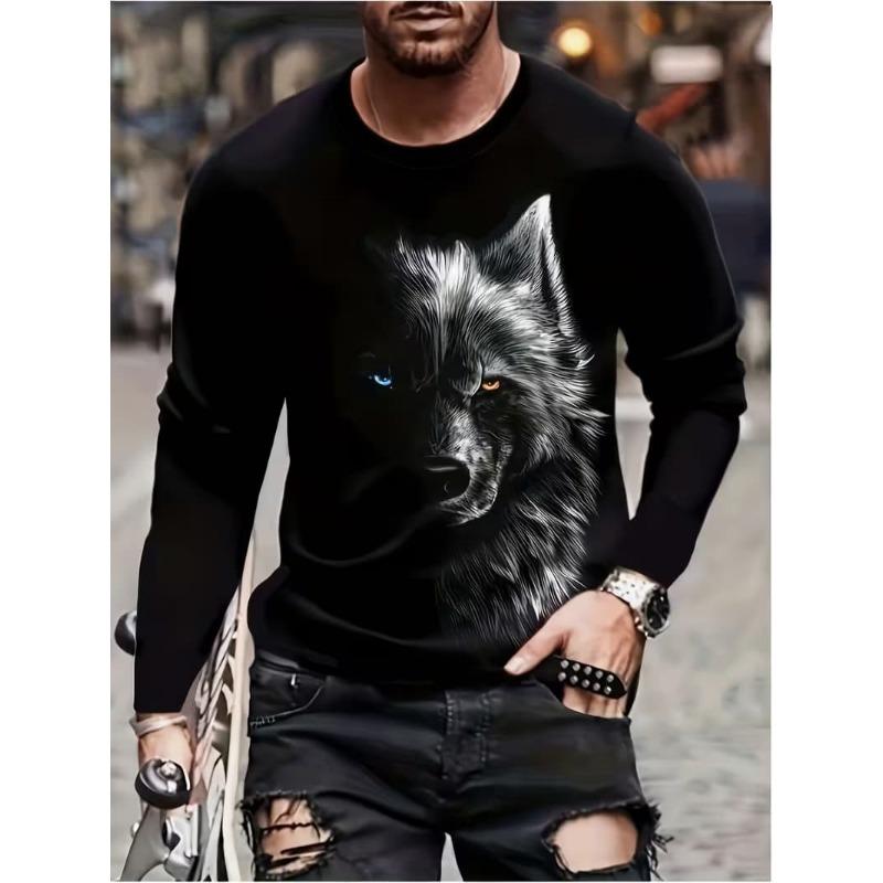 T-shirt da uomo a maniche lunghe con stampa a righe 3D, top da uomo comodo, traspirante e versatile