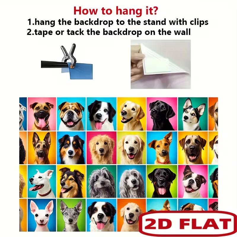 2D Cute Puppy Head Grid Background Cloth Dog Lover Home Wall Decor