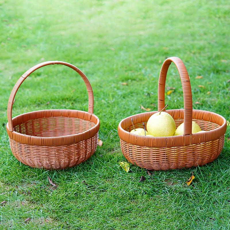 Imitation Rattan Handheld Shopping & Picnic Basket
