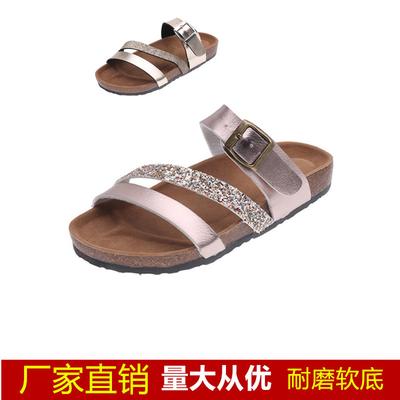 2025 New Women's Summer Flat Bottom Soft Bottom Leather Surface Word 2025 Foreign Trade Soft Slippers Beach Shoes