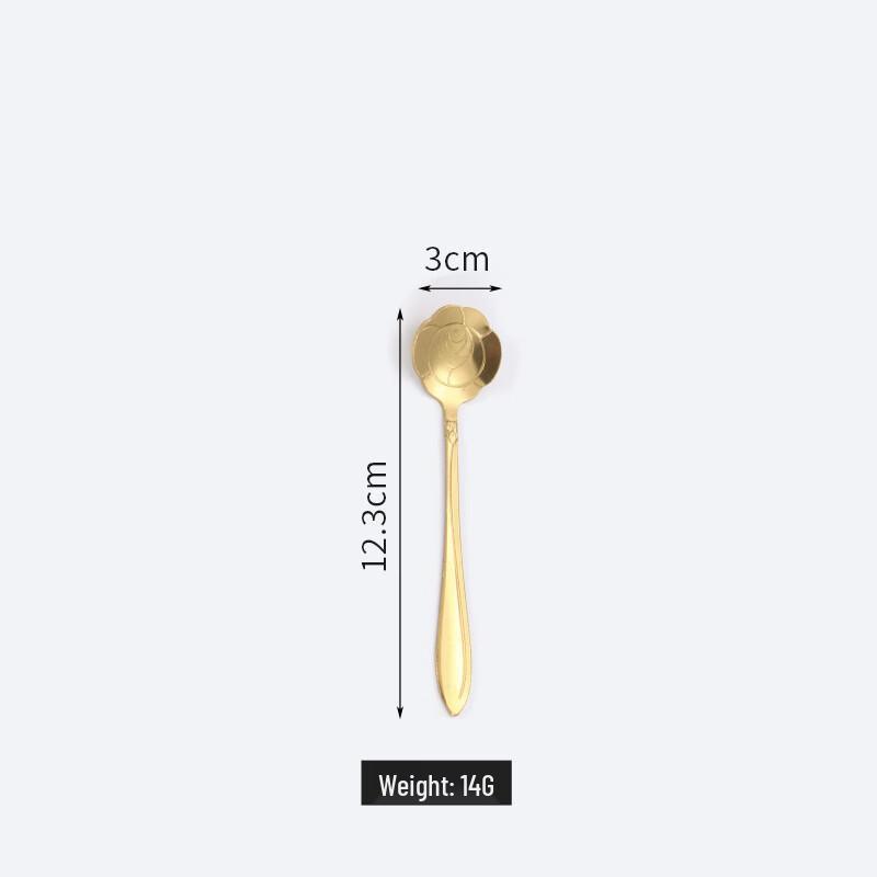 ZISIZ Titanium Gold Rose Design Stirring Spoons