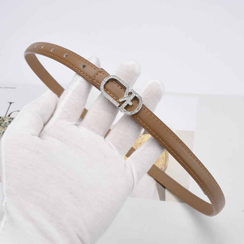 Simple Genuine Leather Belt for Women Fashionable Dark Green Decoration with Skirt Black Work Belt Cowhide Leather Belt Thin