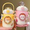 High value children's water cup large capacity cute super cute girl straw cup portable creative space capsule plastic kettle