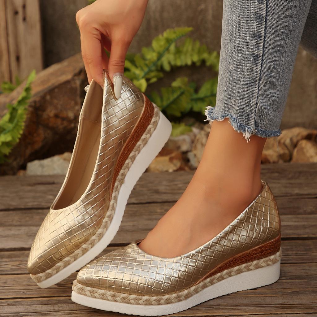 2026 New High Heels Pointed Toe Comfortable High-Heeled Shoes Ladies Shallow Mouth Lace-Up Clogs Wedge Platform Women Sneakers