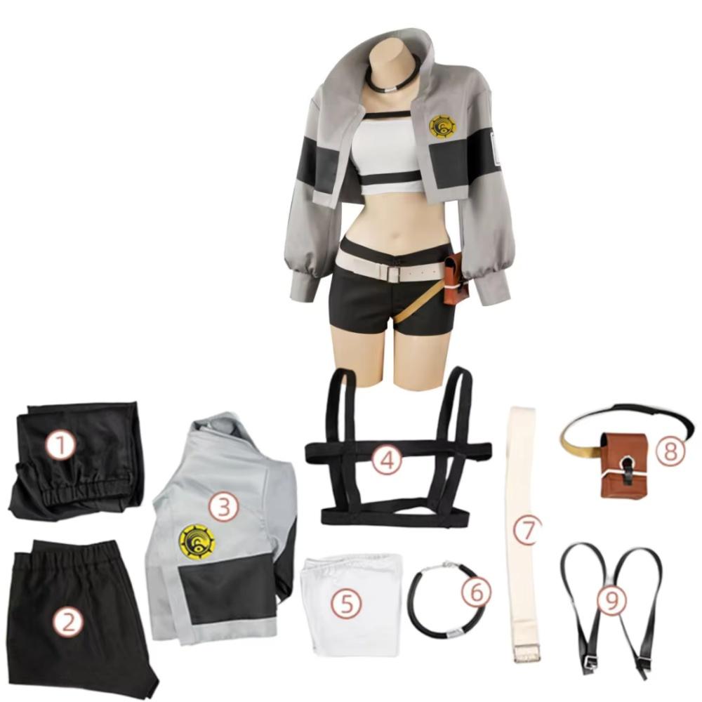 GACHIAKUTA Liyao Riyo Cosplay Costume Wig GACHI AKUTA Liyao Riyo Top Vest Short Backpack Waist Bag Halloween Christmas